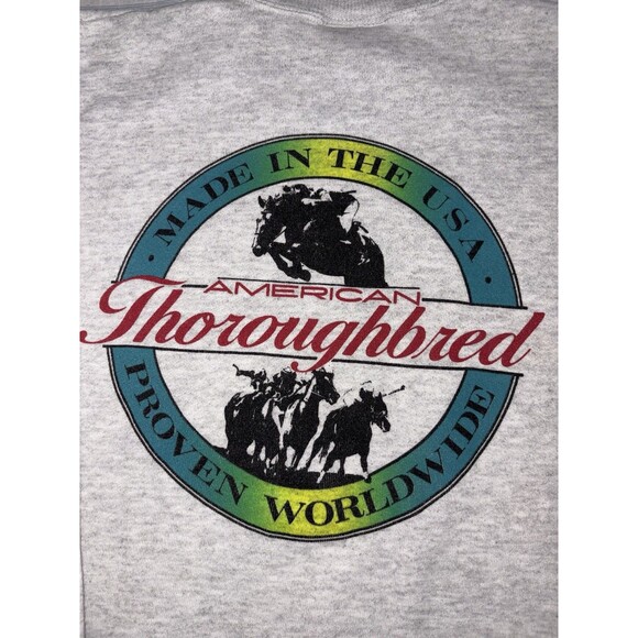 Vintage Equestrian Crewneck Sweatshirt Women's Large Hanes VTG Jumping Horses - Picture 1 of 11
